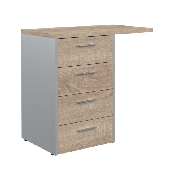 Тумба приставная OLC-4D.2.A Дуб Сонома светлый/Металлик 800х450х750 OFFIX NEW в Рязани 