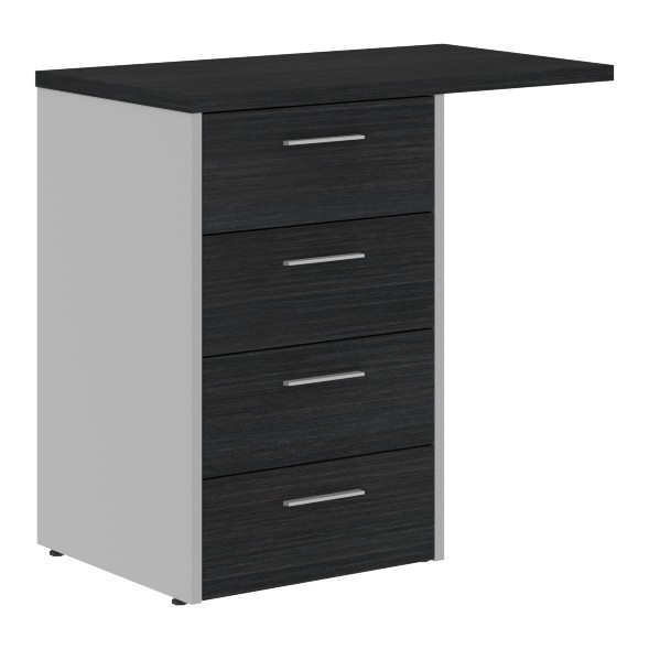 Тумба приставная OLC-4D.2.A Дуб Сонома светлый/Металлик 800х450х750 OFFIX NEW в Рязани 