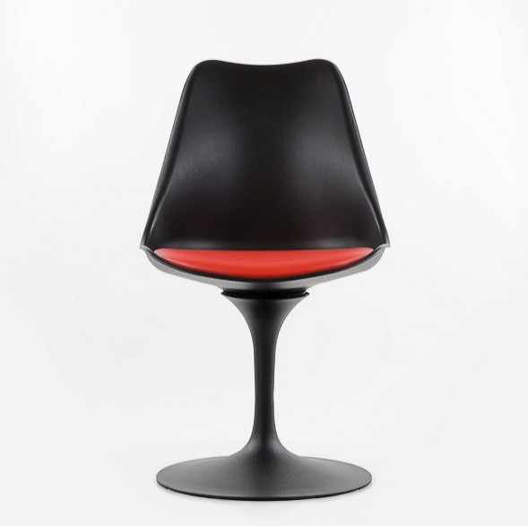 Стул Tulip style черный с красной подушкой