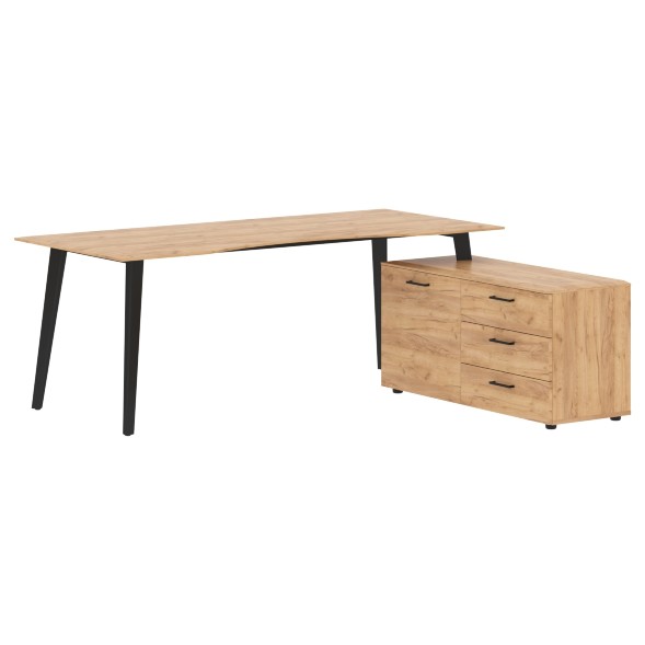 Стол руководителя с тумбой JCT 2018(R) 2000х1800х750 JAY в Рязани 