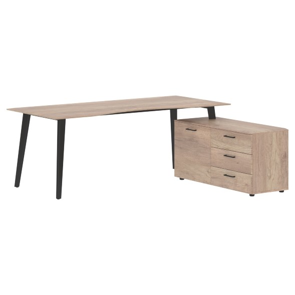 Стол руководителя с тумбой JCT 2018(R) 2000х1800х750 JAY в Рязани 