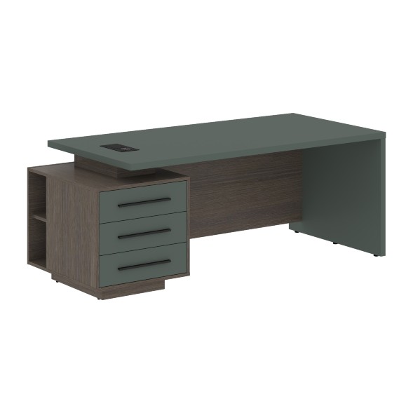 Стол руководителя с тумбой VCT 2090(L) 2000х900х750 VELION в Рязани 