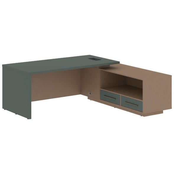 Стол руководителя с тумбой VCT 2119(R) 2100х1900х750 VELION в Рязани 