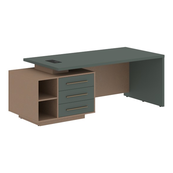 Стол руководителя с тумбой VCT 2190(L) 2100х900х750 VELION в Рязани 