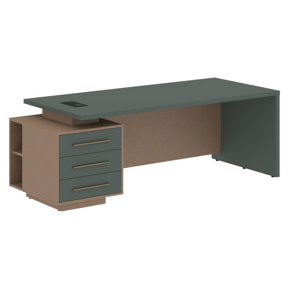 Стол руководителя с тумбой VCT 2290(L) 2200х900х750 VELION в Рязани 