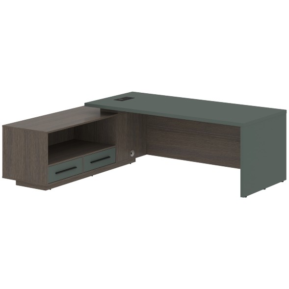 Стол руководителя с тумбой VCT 2319(L) 2300х1900х750 VELION в Рязани 