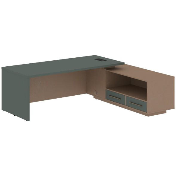 Стол руководителя с тумбой VCT 2319(R) 2300х1900х750 VELION в Рязани 