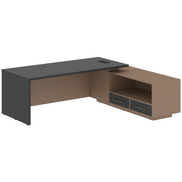 Стол руководителя с тумбой VCT 2319(R) 2300х1900х750 VELION в Рязани 